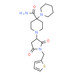 ChemSpider 2D Image | 1'-[2,5-Dioxo-1-(2-thienylmethyl)-3-pyrrolidinyl]-1,4'-bipiperidine-4'-carboxamide | C20H28N4O3S