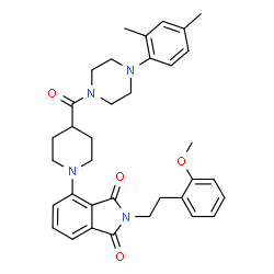 ChemSpider 2D Image | 4-(4-{[4-(2,4-Dimethylphenyl)-1-piperazinyl]carbonyl}-1-piperidinyl)-2-[2-(2-methoxyphenyl)ethyl]-1H-isoindole-1,3(2H)-dione | C35H40N4O4