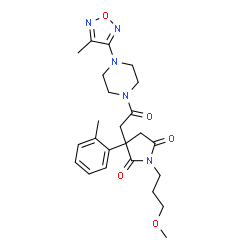 ChemSpider 2D Image | 1-(3-Methoxypropyl)-3-{2-[4-(4-methyl-1,2,5-oxadiazol-3-yl)-1-piperazinyl]-2-oxoethyl}-3-(2-methylphenyl)-2,5-pyrrolidinedione | C24H31N5O5