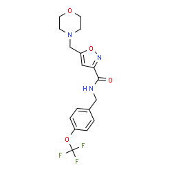 ChemSpider 2D Image | 5-(4-Morpholinylmethyl)-N-[4-(trifluoromethoxy)benzyl]-1,2-oxazole-3-carboxamide | C17H18F3N3O4