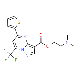 ChemSpider 2D Image | 2-(Dimethylamino)ethyl 5-(2-thienyl)-7-(trifluoromethyl)pyrazolo[1,5-a]pyrimidine-3-carboxylate | C16H15F3N4O2S