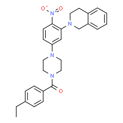 ChemSpider 2D Image | {4-[3-(3,4-Dihydro-2(1H)-isoquinolinyl)-4-nitrophenyl]-1-piperazinyl}(4-ethylphenyl)methanone | C28H30N4O3