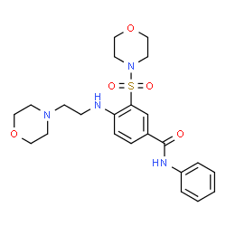 ChemSpider 2D Image | 4-{[2-(4-Morpholinyl)ethyl]amino}-3-(4-morpholinylsulfonyl)-N-phenylbenzamide | C23H30N4O5S