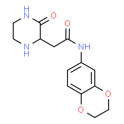 ChemSpider 2D Image | N-(2,3-Dihydro-1,4-benzodioxin-6-yl)-2-(3-oxo-2-piperazinyl)acetamide | C14H17N3O4