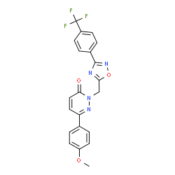 ChemSpider 2D Image | 6-(4-Methoxyphenyl)-2-({3-[4-(trifluoromethyl)phenyl]-1,2,4-oxadiazol-5-yl}methyl)-3(2H)-pyridazinone | C21H15F3N4O3