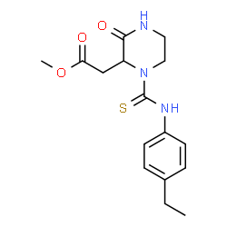 ChemSpider 2D Image | Methyl {1-[(4-ethylphenyl)carbamothioyl]-3-oxo-2-piperazinyl}acetate | C16H21N3O3S