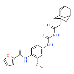 ChemSpider 2D Image | N-(4-{[(Adamantan-1-ylacetyl)carbamothioyl]amino}-2-methoxyphenyl)-2-furamide | C25H29N3O4S