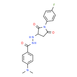 ChemSpider 2D Image | 4-(Dimethylamino)-N'-[1-(4-fluorophenyl)-2,5-dioxo-3-pyrrolidinyl]benzohydrazide | C19H19FN4O3