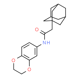 ChemSpider 2D Image | 2-(Adamantan-1-yl)-N-(2,3-dihydro-1,4-benzodioxin-6-yl)acetamide | C20H25NO3