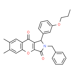 ChemSpider 2D Image | 2-Benzyl-6,7-dimethyl-1-(3-propoxyphenyl)-1,2-dihydrochromeno[2,3-c]pyrrole-3,9-dione | C29H27NO4
