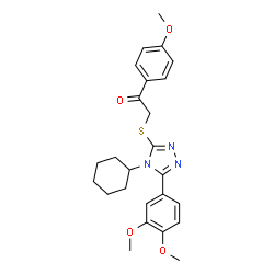 ChemSpider 2D Image | 2-{[4-Cyclohexyl-5-(3,4-dimethoxyphenyl)-4H-1,2,4-triazol-3-yl]sulfanyl}-1-(4-methoxyphenyl)ethanone | C25H29N3O4S