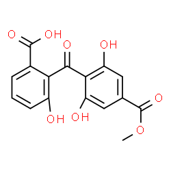 ChemSpider 2D Image | 2-[2,6-Dihydroxy-4-(methoxycarbonyl)benzoyl]-3-hydroxybenzoic acid | C16H12O8