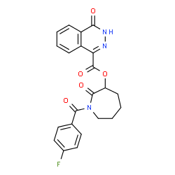 ChemSpider 2D Image | 1-(4-Fluorobenzoyl)-2-oxo-3-azepanyl 4-oxo-3,4-dihydro-1-phthalazinecarboxylate | C22H18FN3O5