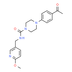ChemSpider 2D Image | 4-(4-Acetylphenyl)-N-[(6-methoxy-3-pyridinyl)methyl]-1-piperazinecarboxamide | C20H24N4O3