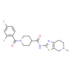 ChemSpider 2D Image | 1-(2,4-Difluorobenzoyl)-N-(5-methyl-4,5,6,7-tetrahydro[1,3]thiazolo[5,4-c]pyridin-2-yl)-4-piperidinecarboxamide | C20H22F2N4O2S