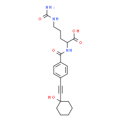 ChemSpider 2D Image | N~5~-Carbamoyl-N~2~-{4-[(1-hydroxycyclohexyl)ethynyl]benzoyl}ornithine | C21H27N3O5