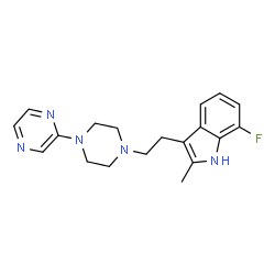 ChemSpider 2D Image | 7-Fluoro-2-methyl-3-{2-[4-(2-pyrazinyl)-1-piperazinyl]ethyl}-1H-indole | C19H22FN5