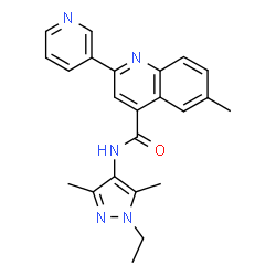 ChemSpider 2D Image | N-(1-Ethyl-3,5-dimethyl-1H-pyrazol-4-yl)-6-methyl-2-(3-pyridinyl)-4-quinolinecarboxamide | C23H23N5O