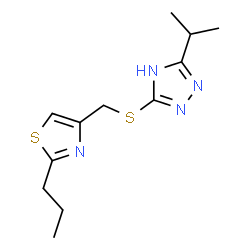 ChemSpider 2D Image | 3-Isopropyl-5-{[(2-propyl-1,3-thiazol-4-yl)methyl]sulfanyl}-1H-1,2,4-triazole | C12H18N4S2