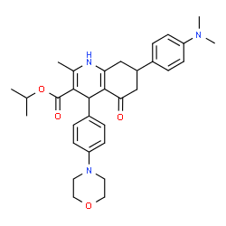ChemSpider 2D Image | Isopropyl 7-[4-(dimethylamino)phenyl]-2-methyl-4-[4-(4-morpholinyl)phenyl]-5-oxo-1,4,5,6,7,8-hexahydro-3-quinolinecarboxylate | C32H39N3O4