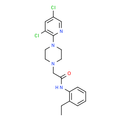 ChemSpider 2D Image | 2-[4-(3,5-Dichloro-2-pyridinyl)-1-piperazinyl]-N-(2-ethylphenyl)acetamide | C19H22Cl2N4O