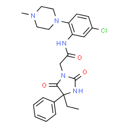 ChemSpider 2D Image | N-[5-Chloro-2-(4-methyl-1-piperazinyl)phenyl]-2-(4-ethyl-2,5-dioxo-4-phenyl-1-imidazolidinyl)acetamide | C24H28ClN5O3