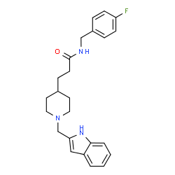 ChemSpider 2D Image | N-(4-Fluorobenzyl)-3-[1-(1H-indol-2-ylmethyl)-4-piperidinyl]propanamide | C24H28FN3O