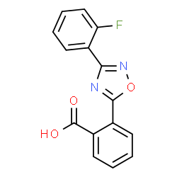 ChemSpider 2D Image | 2-[3-(2-Fluorophenyl)-1,2,4-oxadiazol-5-yl]benzoic acid | C15H9FN2O3