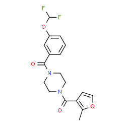 ChemSpider 2D Image | {4-[3-(Difluoromethoxy)benzoyl]-1-piperazinyl}(2-methyl-3-furyl)methanone | C18H18F2N2O4