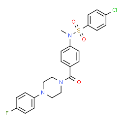 ChemSpider 2D Image | 4-Chloro-N-(4-{[4-(4-fluorophenyl)-1-piperazinyl]carbonyl}phenyl)-N-methylbenzenesulfonamide | C24H23ClFN3O3S