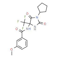 ChemSpider 2D Image | N-[1-Cyclopentyl-2,5-dioxo-4-(trifluoromethyl)-4-imidazolidinyl]-3-methoxybenzamide | C17H18F3N3O4