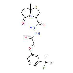 ChemSpider 2D Image | 7a-Methyl-5-oxo-N'-{[3-(trifluoromethyl)phenoxy]acetyl}hexahydropyrrolo[2,1-b][1,3]thiazole-3-carbohydrazide | C17H18F3N3O4S