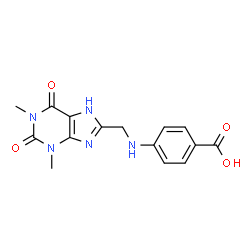 ChemSpider 2D Image | 4-[(1,3-dimethyl-2,6-dioxo-7H-purin-8-yl)methylamino]benzoic acid | C15H15N5O4