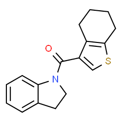 ChemSpider 2D Image | 2,3-Dihydro-1H-indol-1-yl(4,5,6,7-tetrahydro-1-benzothiophen-3-yl)methanone | C17H17NOS