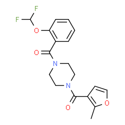 ChemSpider 2D Image | {4-[2-(Difluoromethoxy)benzoyl]-1-piperazinyl}(2-methyl-3-furyl)methanone | C18H18F2N2O4