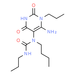 ChemSpider 2D Image | 1-(6-Amino-2,4-dioxo-1-propyl-1,2,3,4-tetrahydro-5-pyrimidinyl)-1-butyl-3-propylurea | C15H27N5O3