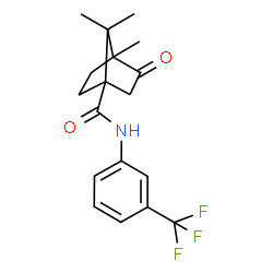 ChemSpider 2D Image | 4,7,7-Trimethyl-3-oxo-N-[3-(trifluoromethyl)phenyl]bicyclo[2.2.1]heptane-1-carboxamide | C18H20F3NO2