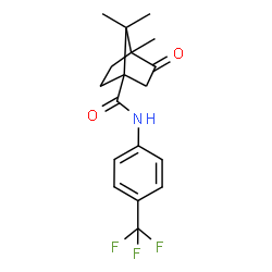 ChemSpider 2D Image | 4,7,7-Trimethyl-3-oxo-N-[4-(trifluoromethyl)phenyl]bicyclo[2.2.1]heptane-1-carboxamide | C18H20F3NO2