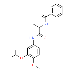 ChemSpider 2D Image | N-(1-{[3-(Difluoromethoxy)-4-methoxyphenyl]amino}-1-oxo-2-propanyl)benzamide | C18H18F2N2O4