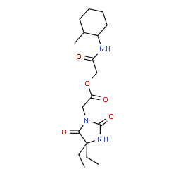 ChemSpider 2D Image | 2-[(2-Methylcyclohexyl)amino]-2-oxoethyl (4,4-diethyl-2,5-dioxo-1-imidazolidinyl)acetate | C18H29N3O5