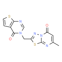 ChemSpider 2D Image | 7-Methyl-2-[(4-oxothieno[2,3-d]pyrimidin-3(4H)-yl)methyl]-5H-[1,3,4]thiadiazolo[3,2-a]pyrimidin-5-one | C13H9N5O2S2