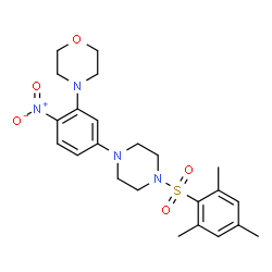 ChemSpider 2D Image | 4-{5-[4-(Mesitylsulfonyl)-1-piperazinyl]-2-nitrophenyl}morpholine | C23H30N4O5S