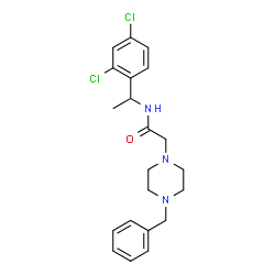 ChemSpider 2D Image | 2-(4-Benzyl-1-piperazinyl)-N-[1-(2,4-dichlorophenyl)ethyl]acetamide | C21H25Cl2N3O