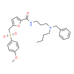 ChemSpider 2D Image | N-{3-[Benzyl(butyl)amino]propyl}-5-{[(4-methoxyphenyl)sulfonyl]methyl}-2-furamide | C27H34N2O5S