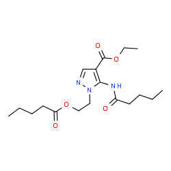 ChemSpider 2D Image | Ethyl 5-(pentanoylamino)-1-[2-(pentanoyloxy)ethyl]-1H-pyrazole-4-carboxylate | C18H29N3O5