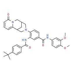ChemSpider 2D Image | N-(3,4-Dimethoxyphenyl)-3-{[4-(2-methyl-2-propanyl)benzoyl]amino}-4-(6-oxo-7,11-diazatricyclo[7.3.1.0~2,7~]trideca-2,4-dien-11-yl)benzamide | C37H40N4O5