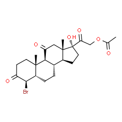 ChemSpider 2D Image | (4beta,5beta)-4-Bromo-17-hydroxy-3,11,20-trioxopregnan-21-yl acetate | C23H31BrO6