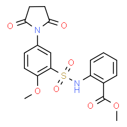 ChemSpider 2D Image | Methyl 2-({[5-(2,5-dioxo-1-pyrrolidinyl)-2-methoxyphenyl]sulfonyl}amino)benzoate | C19H18N2O7S