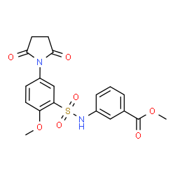 ChemSpider 2D Image | Methyl 3-({[5-(2,5-dioxo-1-pyrrolidinyl)-2-methoxyphenyl]sulfonyl}amino)benzoate | C19H18N2O7S