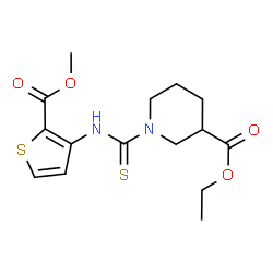 ChemSpider 2D Image | Ethyl 1-{[2-(methoxycarbonyl)-3-thienyl]carbamothioyl}-3-piperidinecarboxylate | C15H20N2O4S2